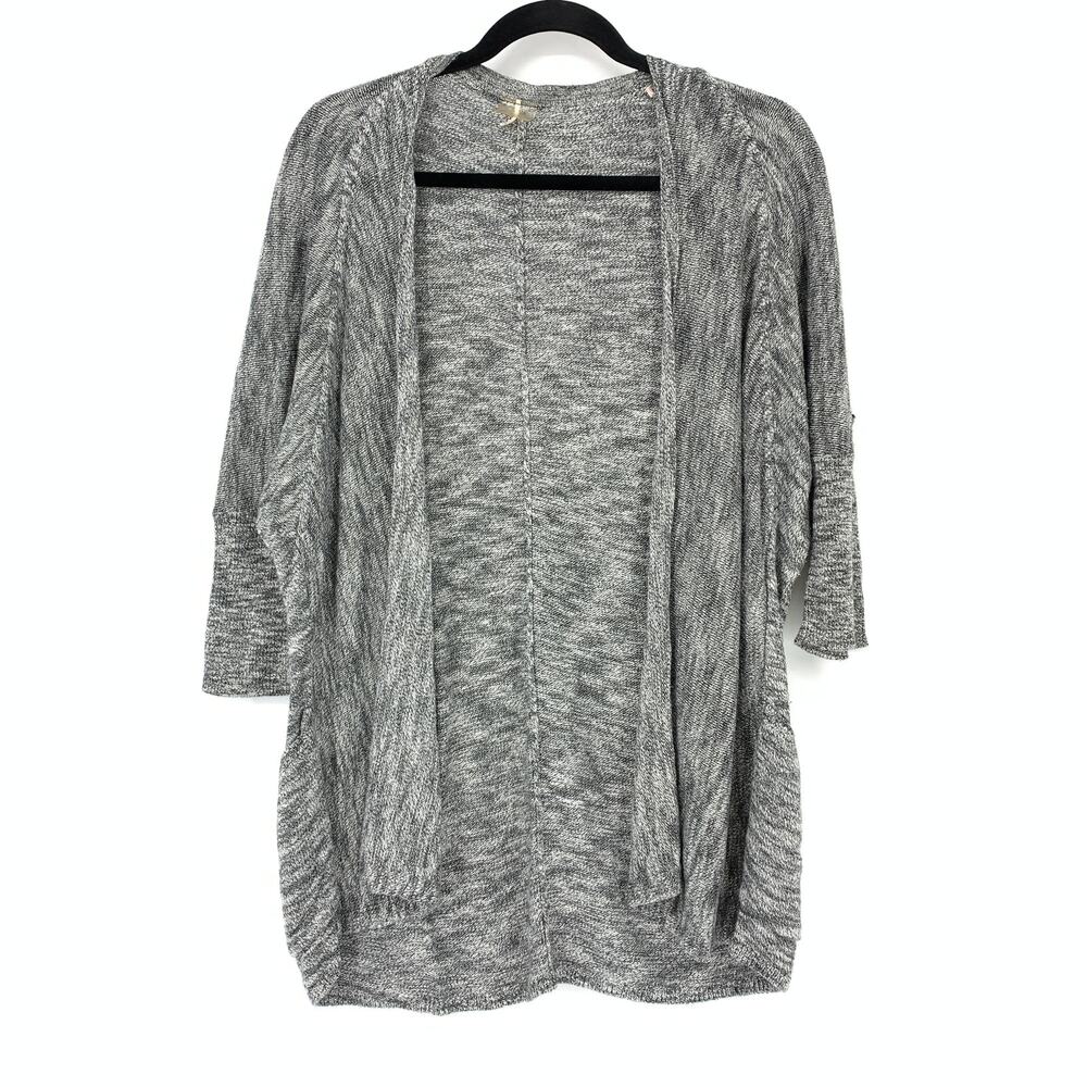 Calia By Carrie Underwood Women's XS 3/4 Sleeve Marled Gray Open Front Sweater